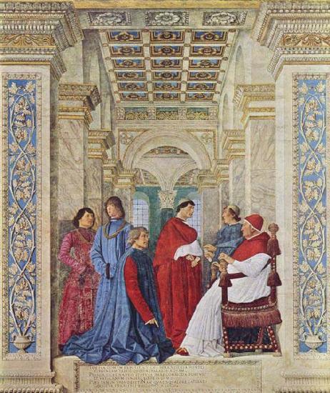 Melozzo da Forli Pope Sixtus IV appoints Bartolomeo Platina prefect of the Vatican Library china oil painting image